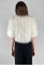 Vintage White 70's Ladies Feather Short Sleeve Jacket