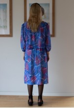 Blue and red striped herringbone vintage dress