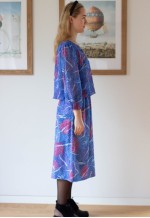 Blue and red striped herringbone vintage dress