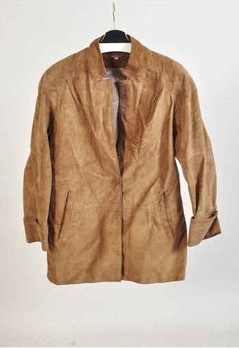 Vintage 90s suede leather coat in brown