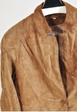 Vintage 90s suede leather coat in brown