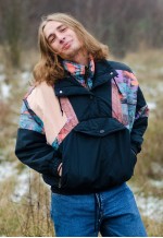 Vintage 90s Abstract Pattern 1/3 Zip Winter Jacket Small