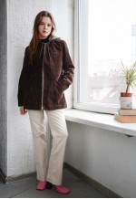 Vintage Brown Corduroy Hooded Parka Coat