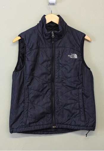 Vintage Puffer Gilet Black Zip Up With Logo