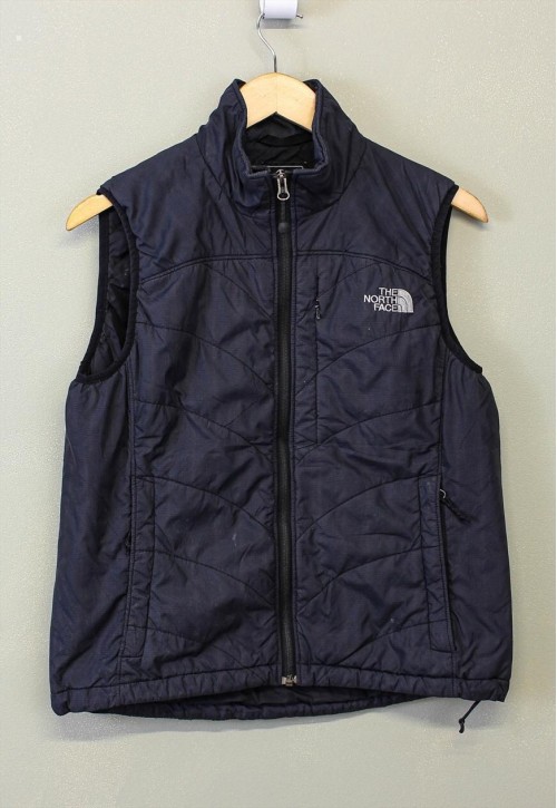 Vintage Puffer Gilet Black Zip Up With Logo