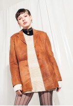 Vintage Leather Jacket Y2K Soft Suede Blazer Coat in Brown