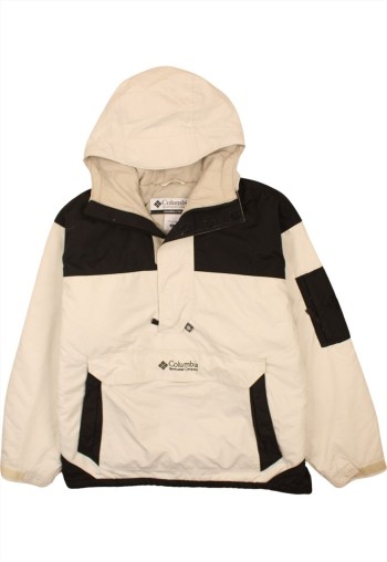 Vintage 90's Puffer Jacket Hooded Half Zip White
